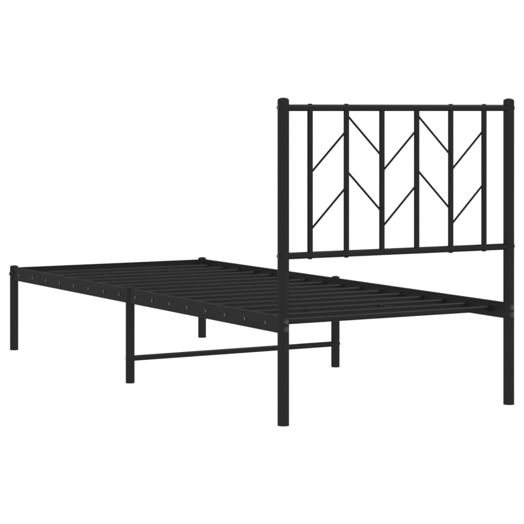 Cadre de lit métal sans matelas avec tête de lit noir 75x190 cm - XIOS