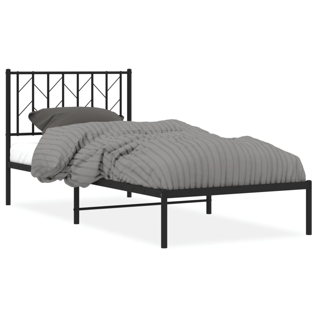 Cadre de lit métal sans matelas avec tête de lit noir 90x200 cm - XIOS