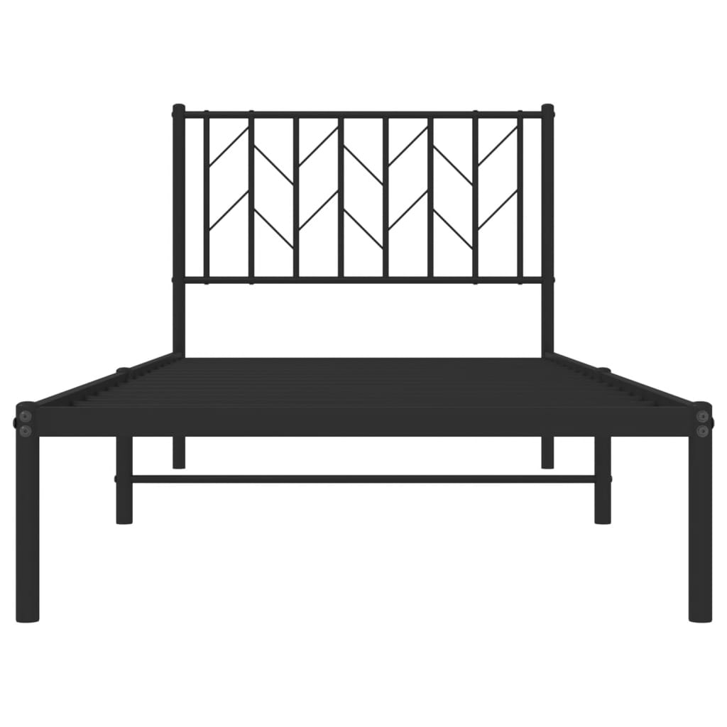 Cadre de lit métal sans matelas avec tête de lit noir 90x200 cm - XIOS