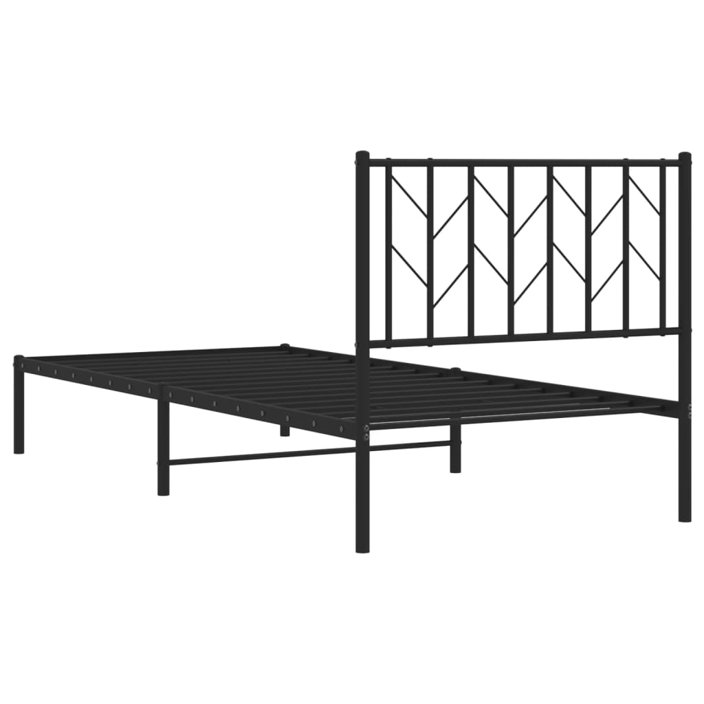 Cadre de lit métal sans matelas avec tête de lit noir 90x200 cm - XIOS