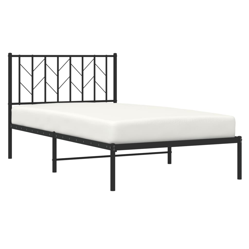 Cadre de lit métal sans matelas avec tête de lit noir 100x190cm - XIOS