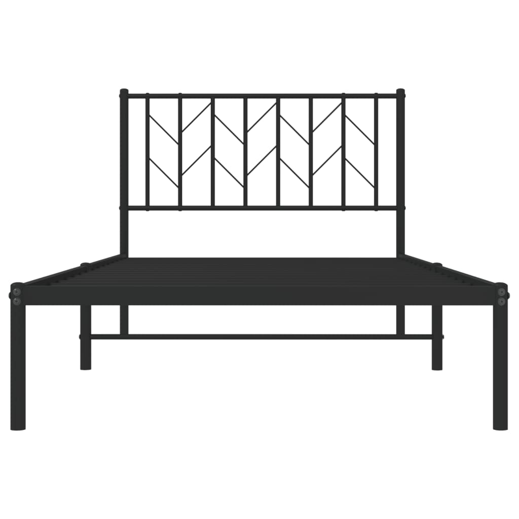 Cadre de lit métal sans matelas avec tête de lit noir 100x190cm - XIOS
