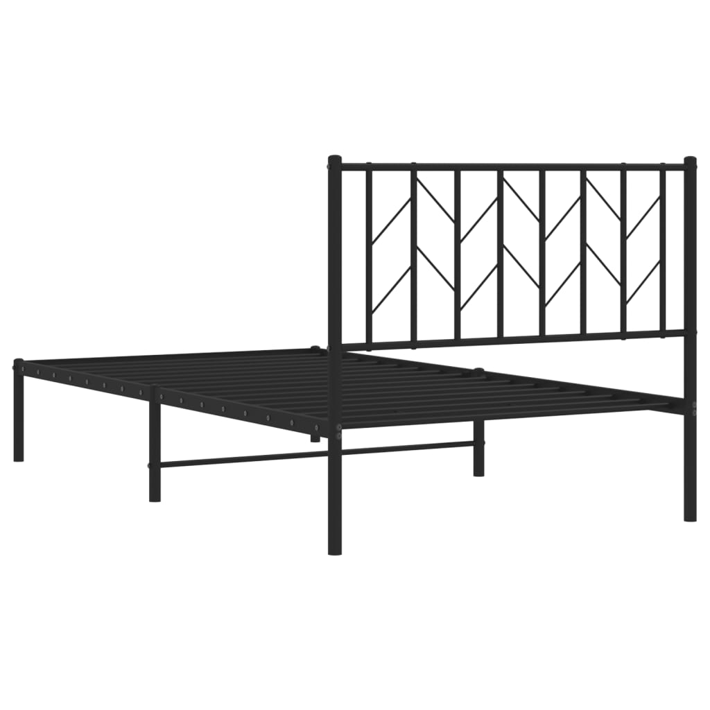 Cadre de lit métal sans matelas avec tête de lit noir 100x190cm - XIOS