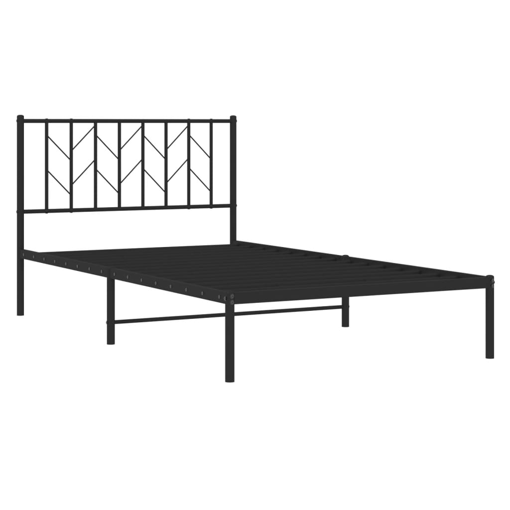 Cadre de lit métal sans matelas avec tête de lit noir 107x203cm - XIOS
