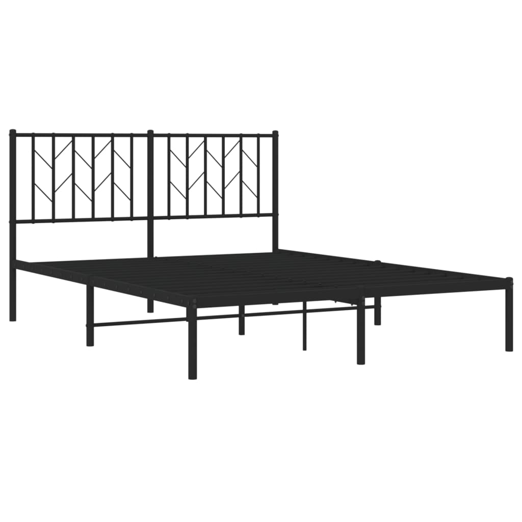 Cadre de lit métal sans matelas avec tête de lit noir 140x190cm - XIOS