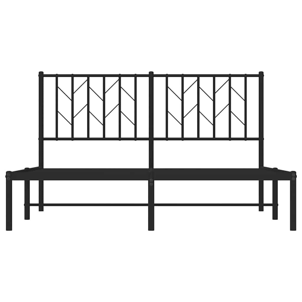 Cadre de lit métal sans matelas avec tête de lit noir 140x190cm - XIOS