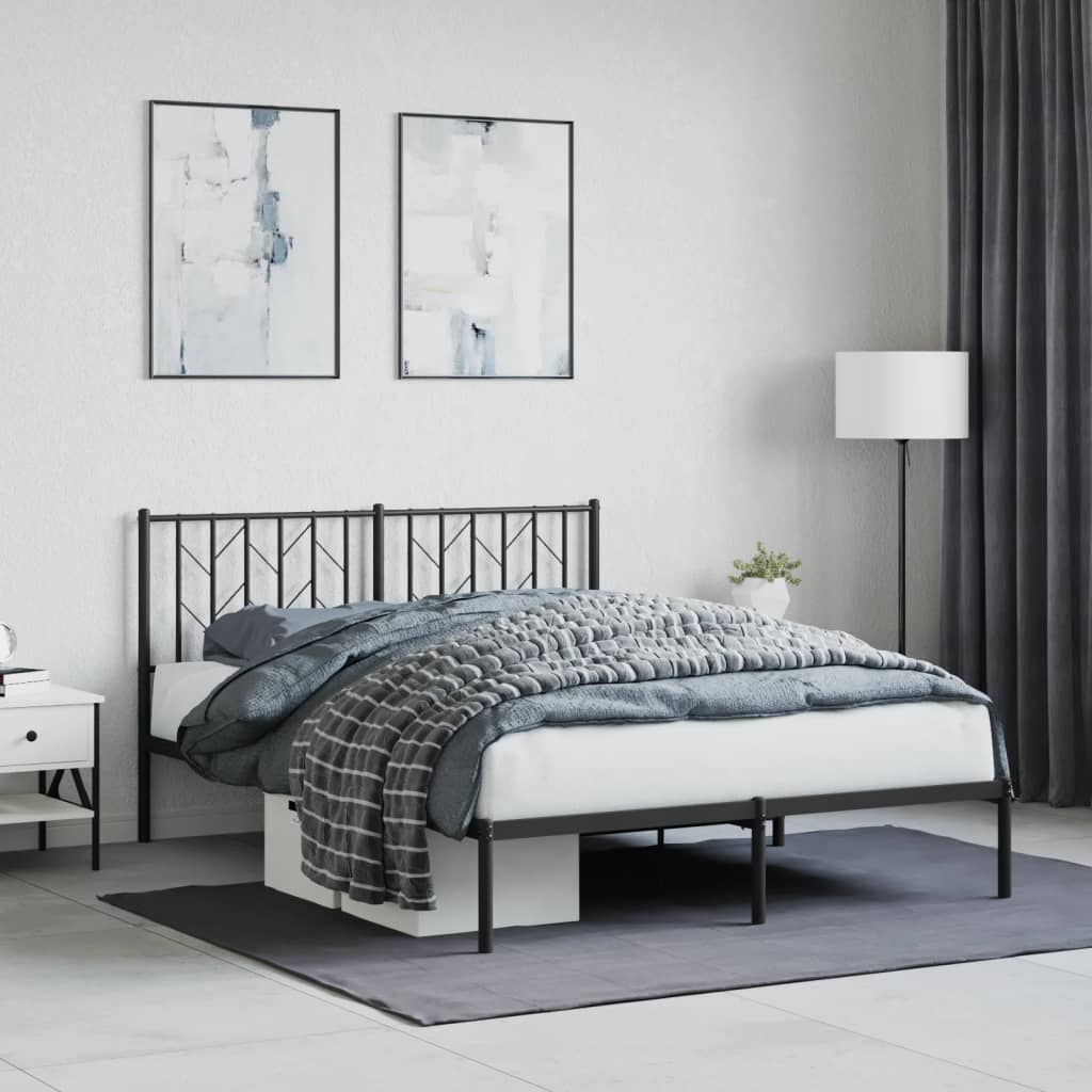 Cadre de lit métal sans matelas avec tête de lit noir 140x190cm - XIOS