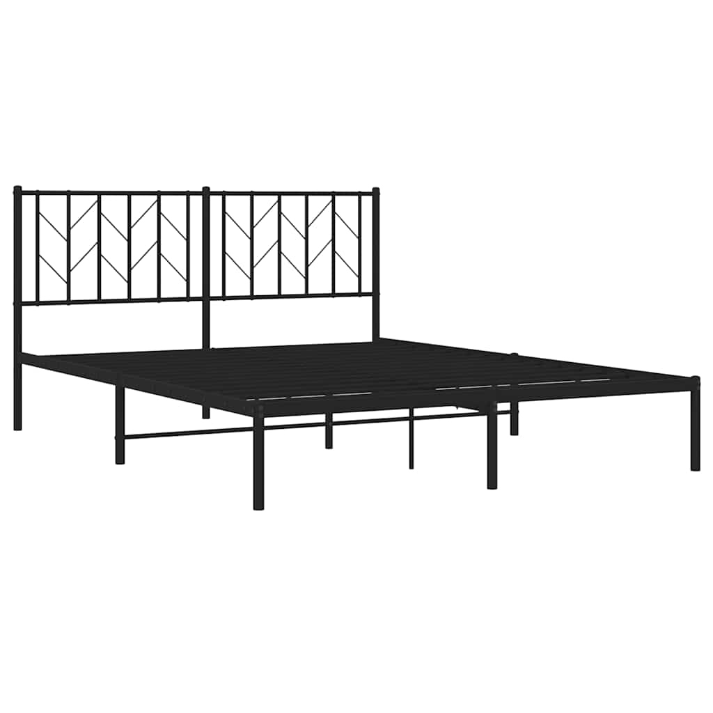 Cadre de lit métal sans matelas avec tête de lit noir 150x200cm - XIOS