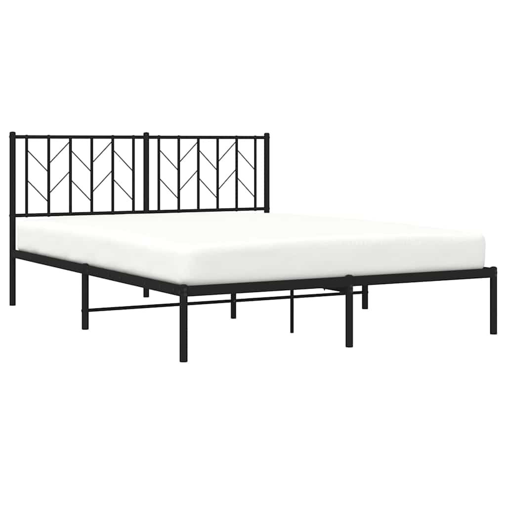 Cadre de lit métal sans matelas avec tête de lit noir 150x200cm - XIOS