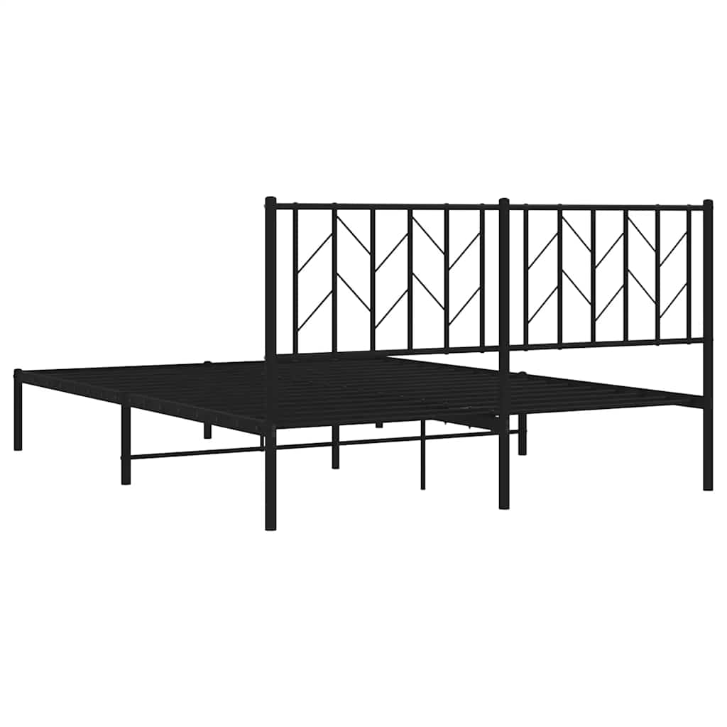 Cadre de lit métal sans matelas avec tête de lit noir 150x200cm - XIOS