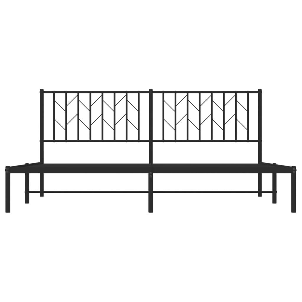 Cadre de lit métal sans matelas et tête de lit noir 180x200 cm - XIOS