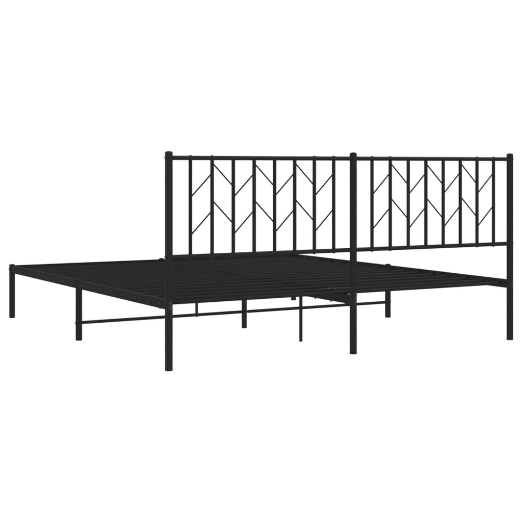 Cadre de lit métal sans matelas avec tête de lit noir 183x213cm - XIOS
