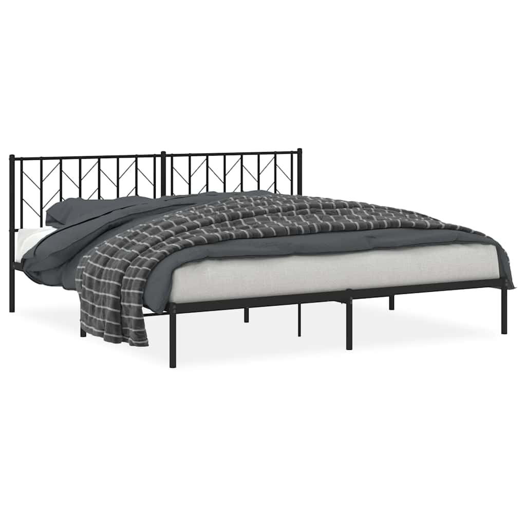 Cadre de lit métal sans matelas avec tête de lit noir 193x203cm - XIOS