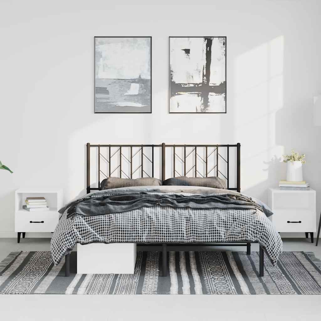 Cadre de lit métal sans matelas avec tête de lit noir 193x203cm - XIOS