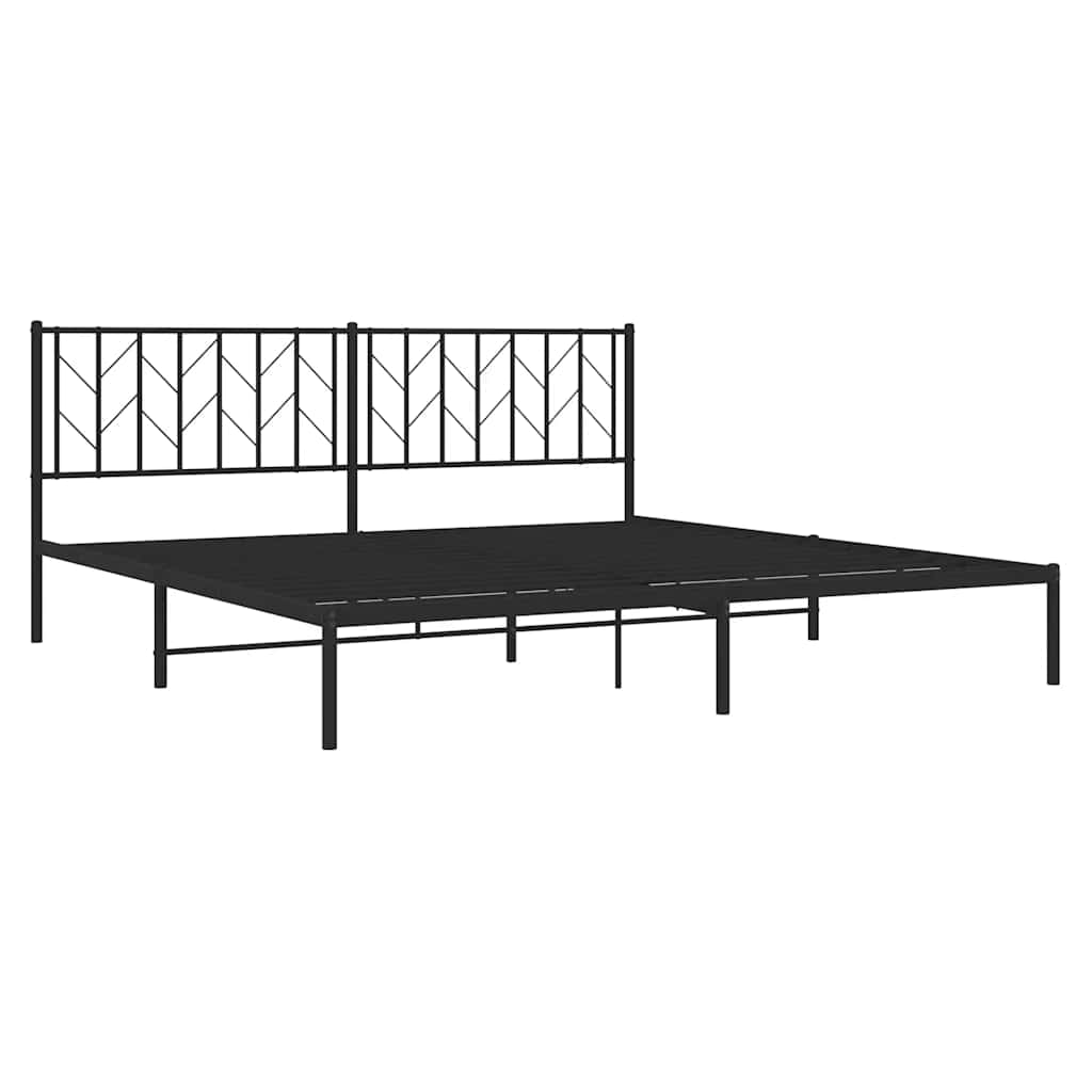 Cadre de lit métal sans matelas avec tête de lit noir 193x203cm - XIOS