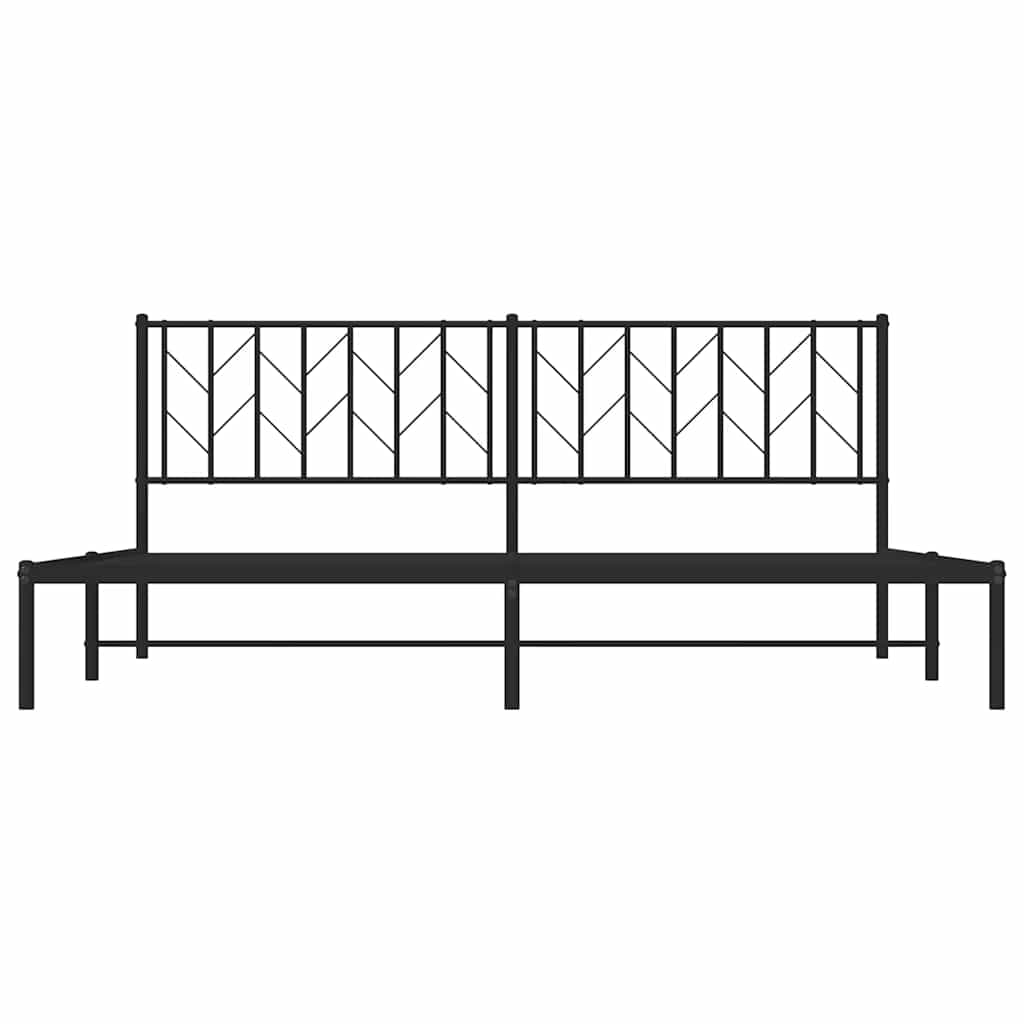 Cadre de lit métal sans matelas avec tête de lit noir 193x203cm - XIOS