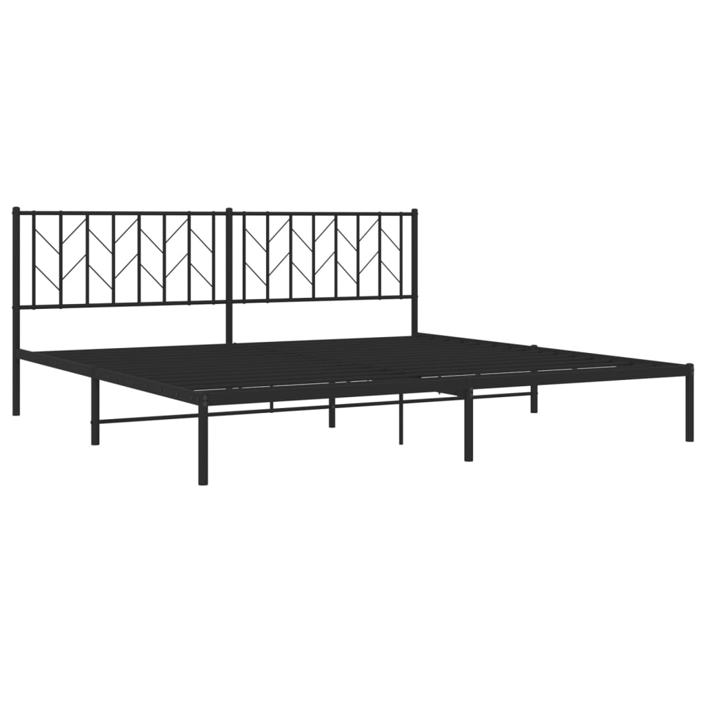 Cadre de lit métal sans matelas avec tête de lit noir 200x200cm - XIOS