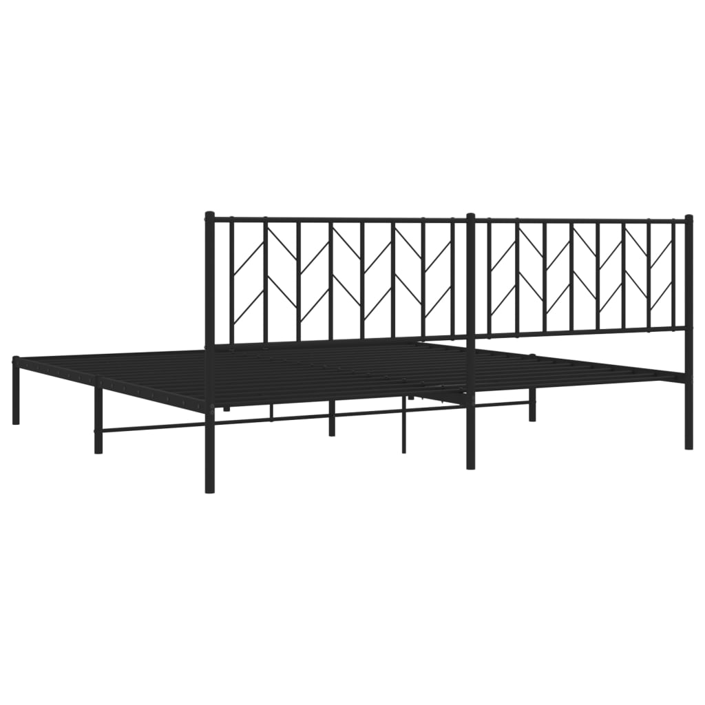 Cadre de lit métal sans matelas avec tête de lit noir 200x200cm - XIOS