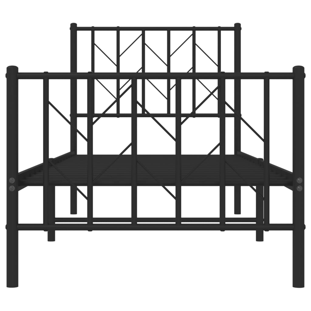 Cadre de lit métal sans matelas avec pied de lit noir 75x190 cm - XIOS