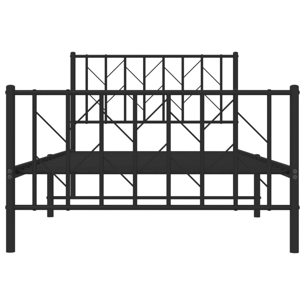 Cadre de lit métal sans matelas avec pied de lit noir 100x190cm - XIOS