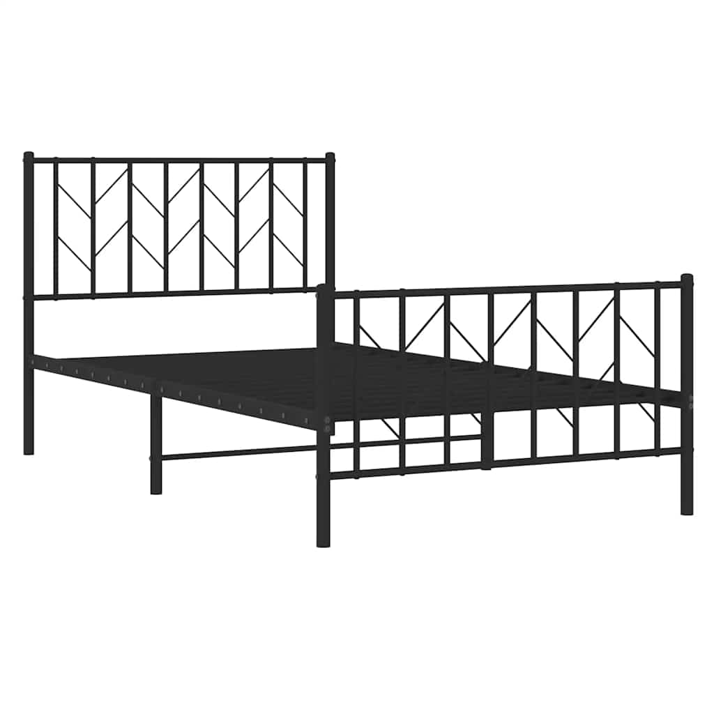 Cadre de lit métal sans matelas et pied de lit noir 100x200 cm - XIOS
