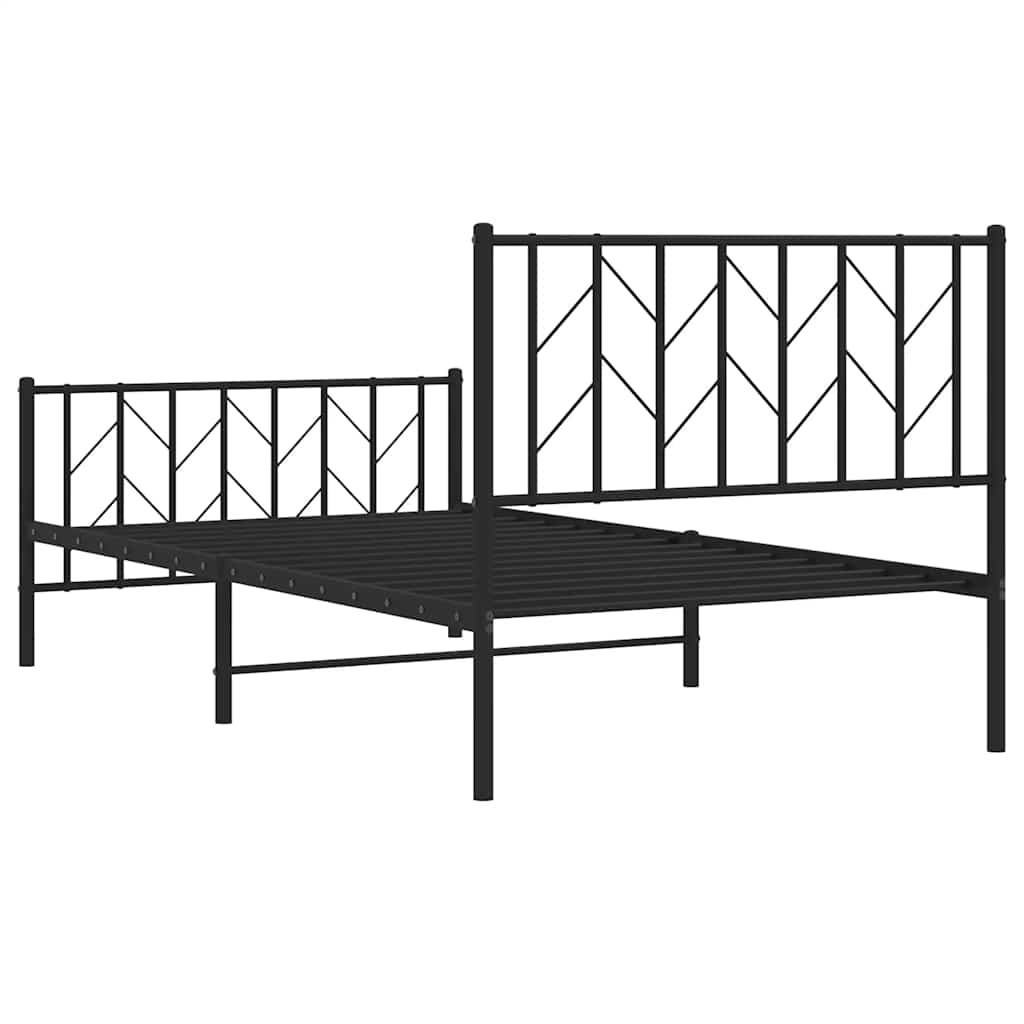 Cadre de lit métal sans matelas et pied de lit noir 100x200 cm - XIOS