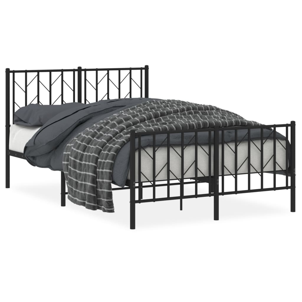 Cadre de lit métal sans matelas avec pied de lit noir 120x190cm - XIOS