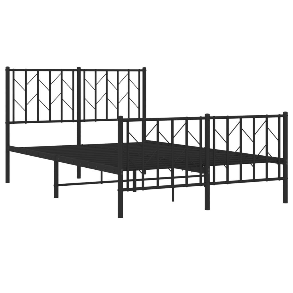 Cadre de lit métal sans matelas avec pied de lit noir 120x190cm - XIOS