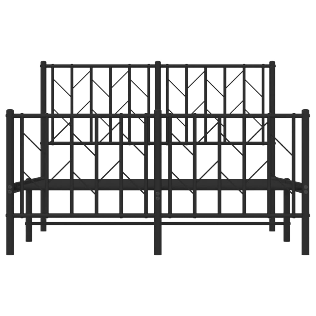 Cadre de lit métal sans matelas avec pied de lit noir 120x190cm - XIOS