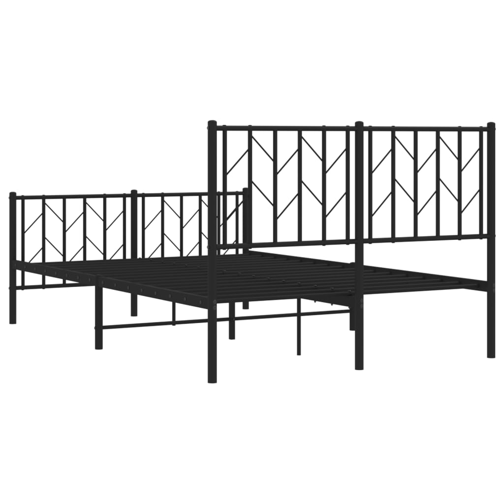 Cadre de lit métal sans matelas avec pied de lit noir 120x190cm - XIOS