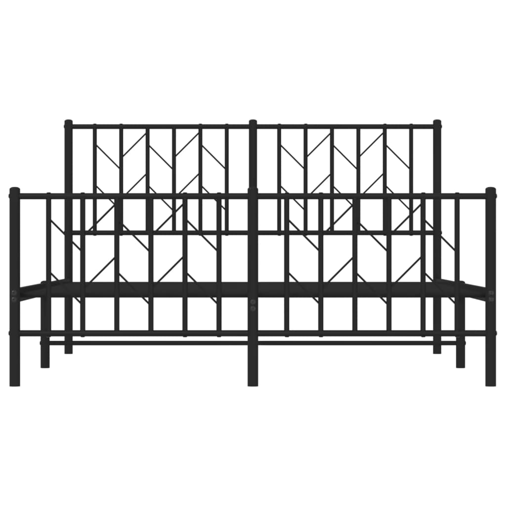 Cadre de lit métal sans matelas avec pied de lit noir 135x190cm - XIOS