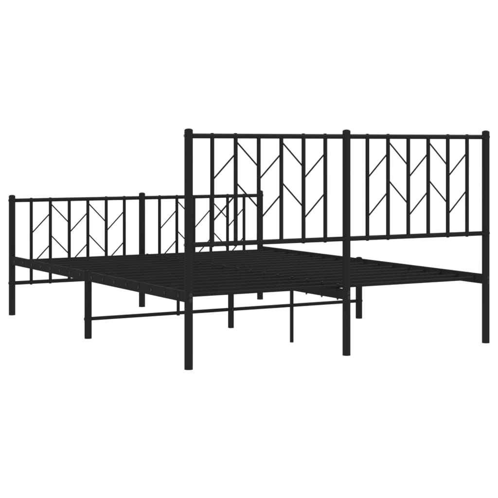 Cadre de lit métal sans matelas avec pied de lit noir 135x190cm - XIOS
