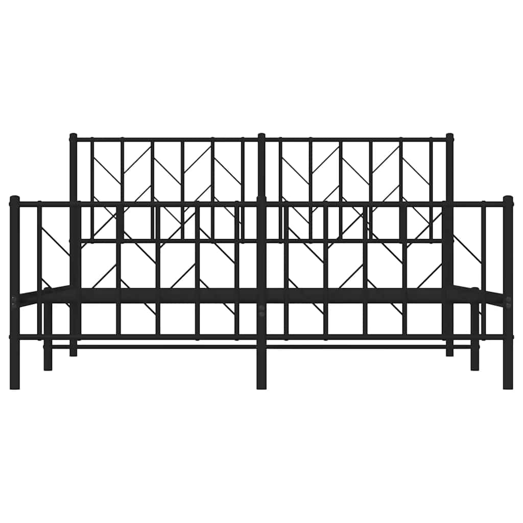 Cadre de lit métal sans matelas avec pied de lit noir 150x200cm - XIOS