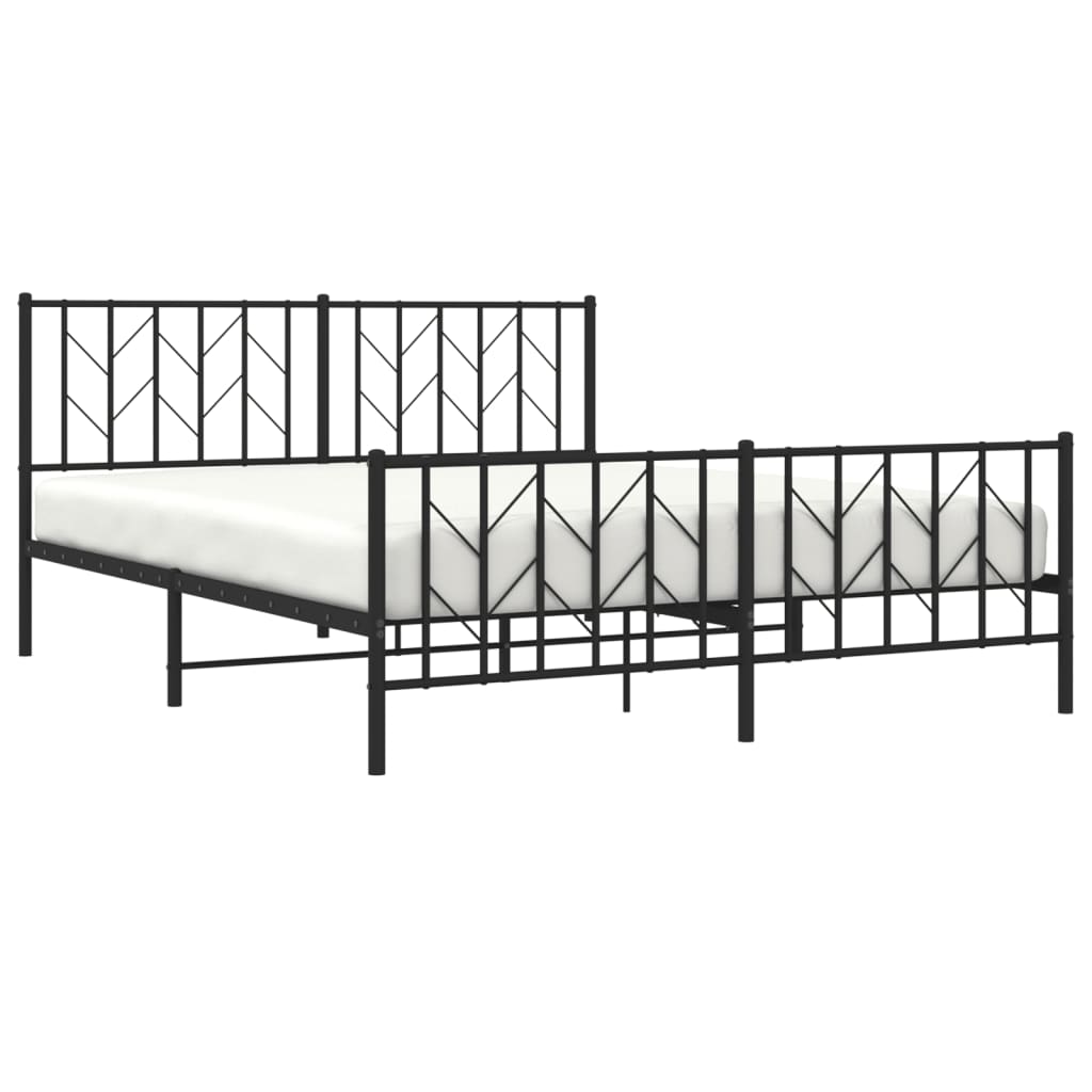 Cadre de lit métal sans matelas avec pied de lit noir 160x200cm - XIOS