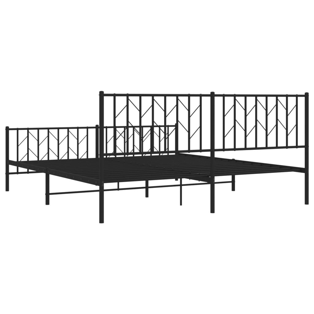 Cadre de lit métal sans matelas avec pied de lit noir 183x213cm - XIOS