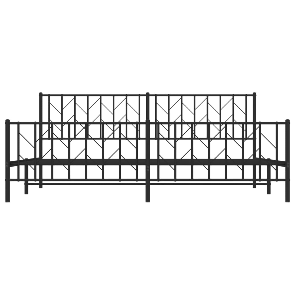 Cadre de lit métal sans matelas avec pied de lit noir 200x200cm - XIOS