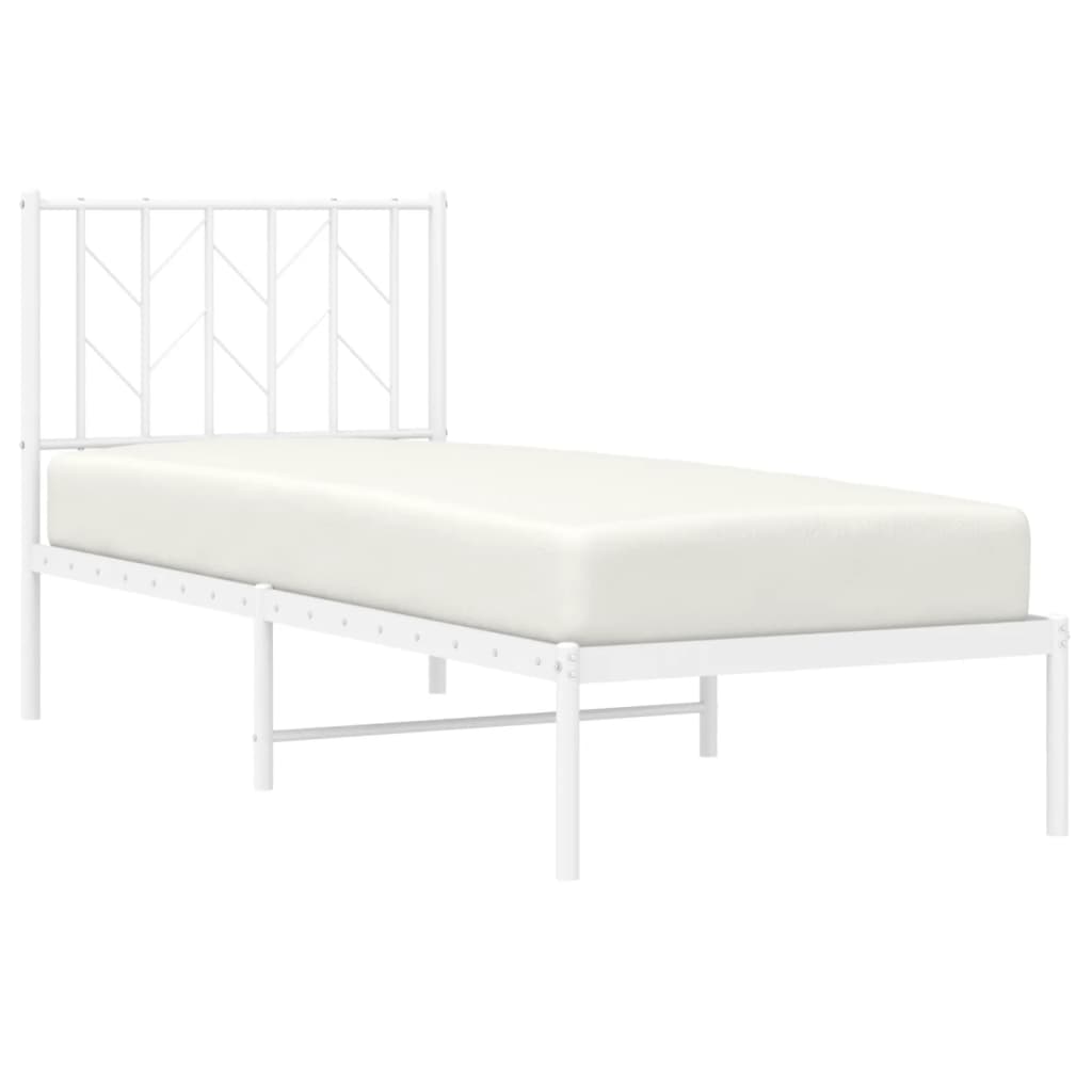 Cadre de lit métal sans matelas avec tête de lit blanc 75x190cm - XIOS