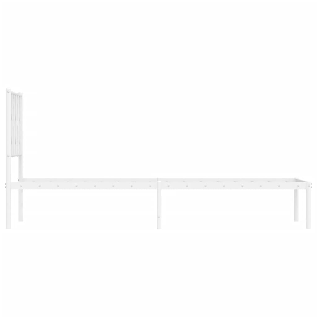 Cadre de lit métal sans matelas avec tête de lit blanc 75x190cm - XIOS