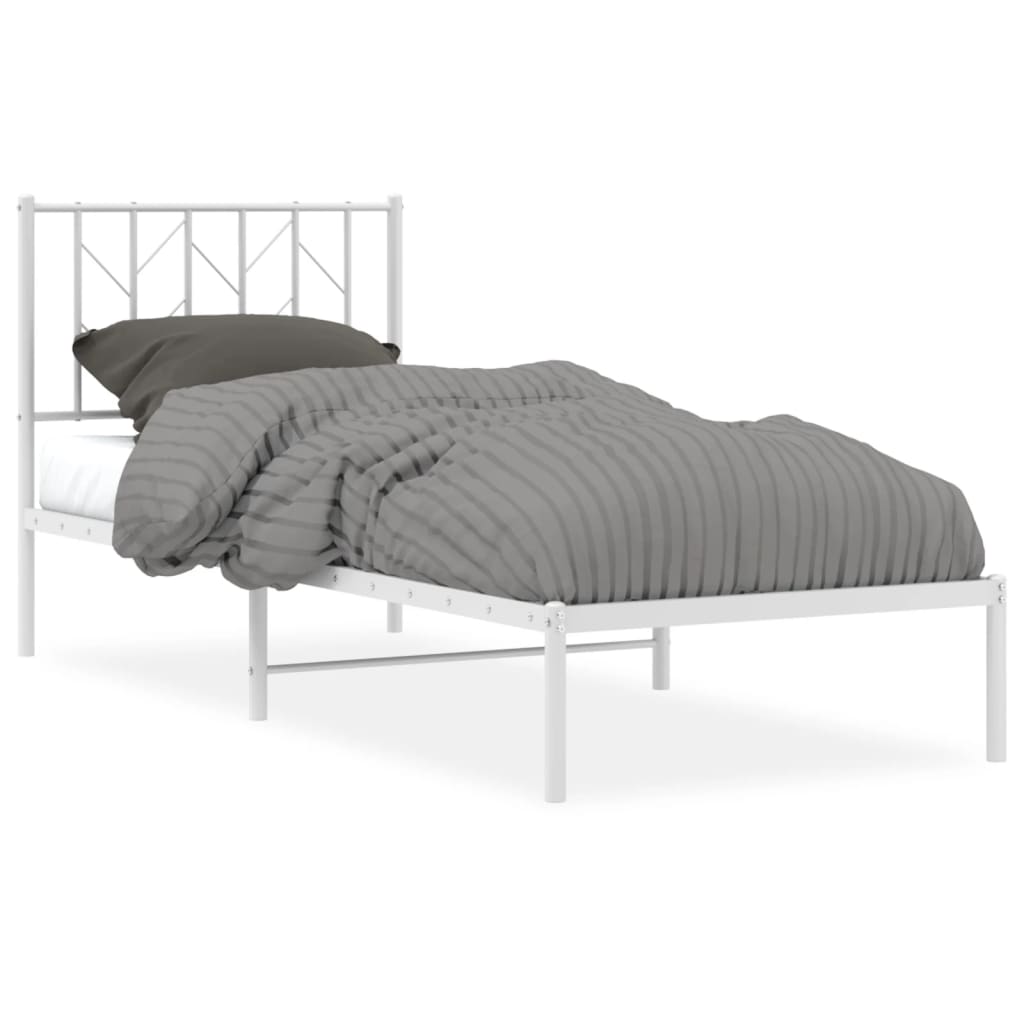 Cadre de lit métal sans matelas avec tête de lit blanc 80x200cm - XIOS