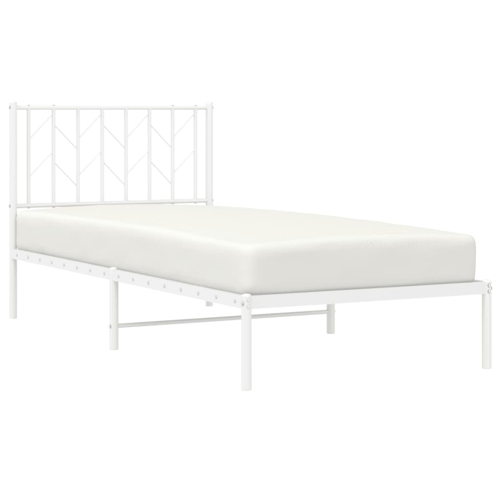 Cadre de lit métal sans matelas avec tête de lit blanc 90x200cm - XIOS