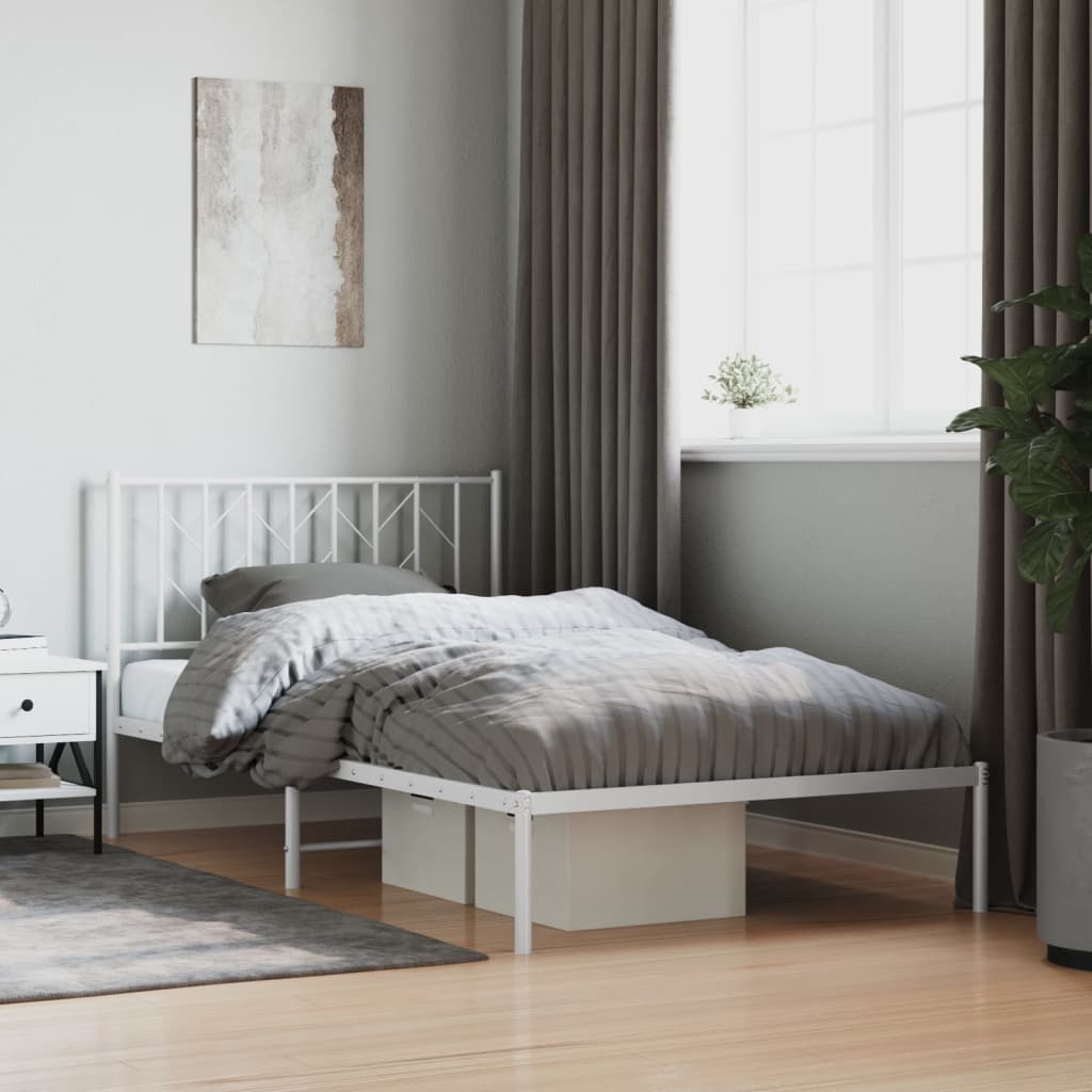 Cadre de lit métal sans matelas et tête de lit blanc 107x203 cm - XIOS