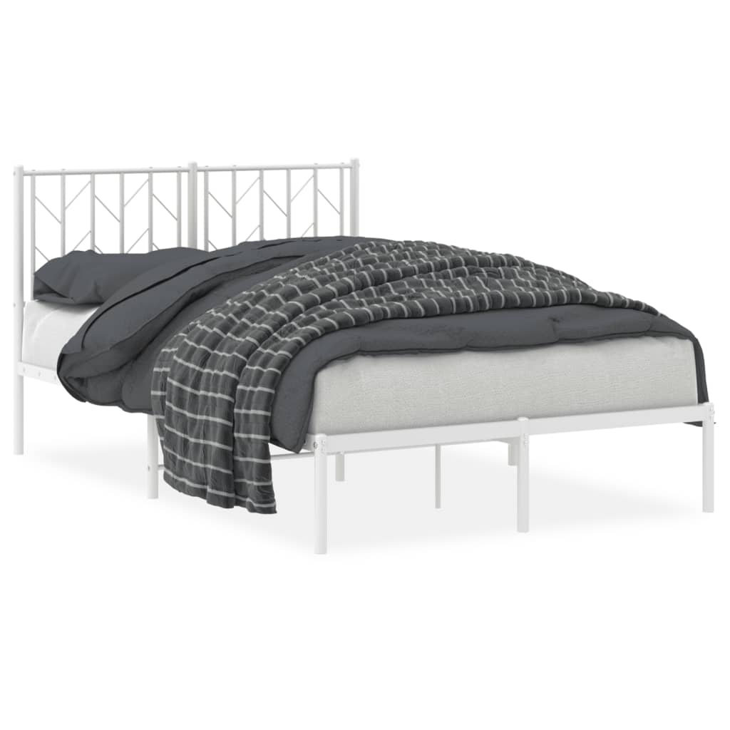 Cadre de lit métal sans matelas et tête de lit blanc 120x190 cm - XIOS