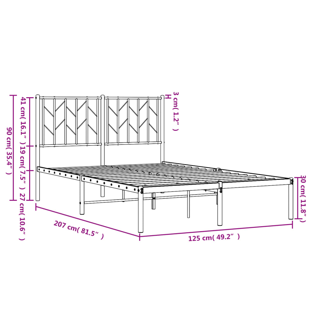 Cadre de lit métal sans matelas et tête de lit blanc 120x200 cm - XIOS