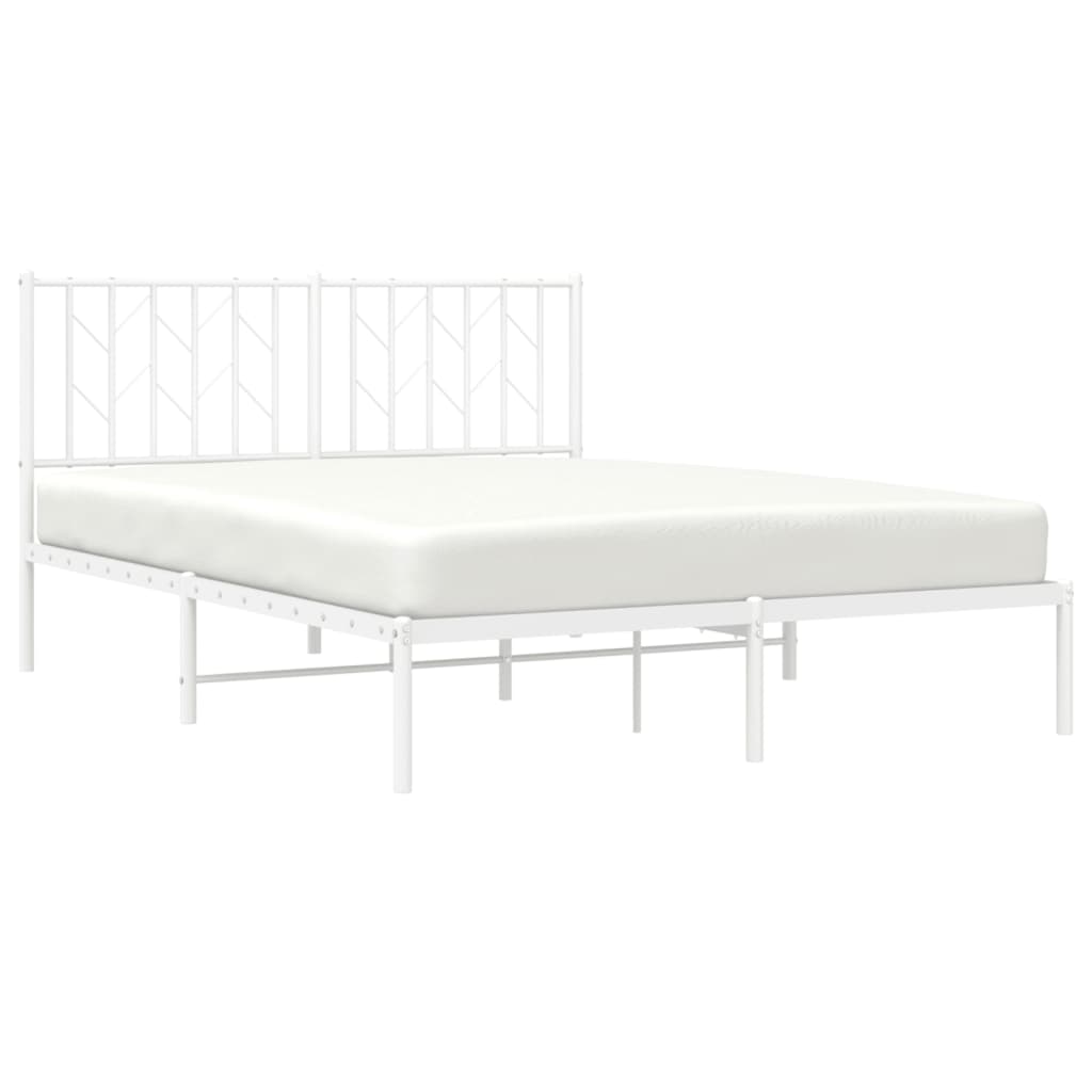 Cadre de lit métal sans matelas et tête de lit blanc 140x190 cm - XIOS
