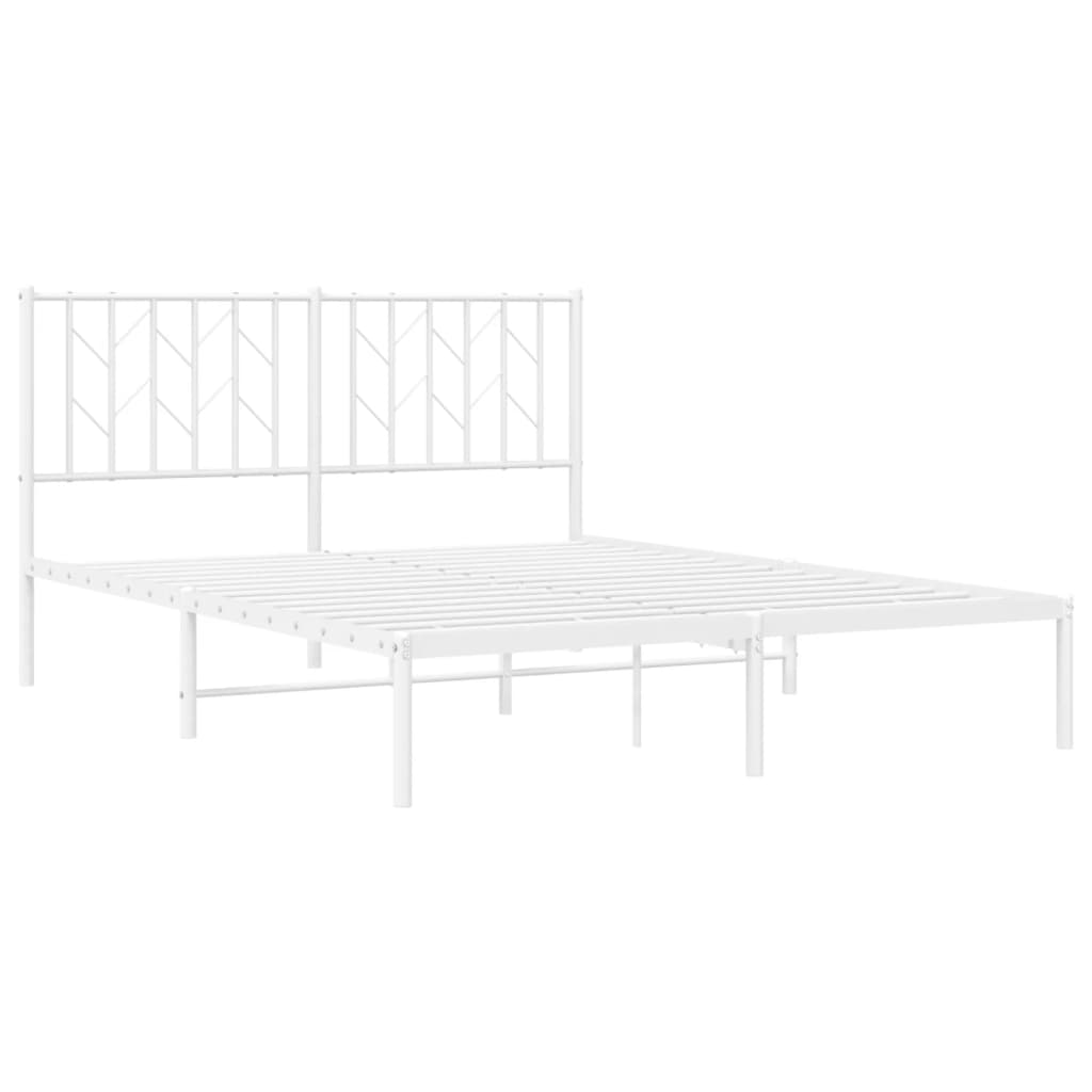 Cadre de lit métal sans matelas et tête de lit blanc 140x190 cm - XIOS