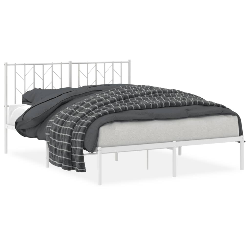 Cadre de lit métal sans matelas et tête de lit blanc 140x200 cm - XIOS
