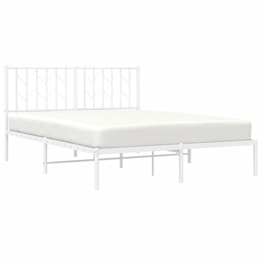 Cadre de lit métal sans matelas et tête de lit blanc 140x200 cm - XIOS