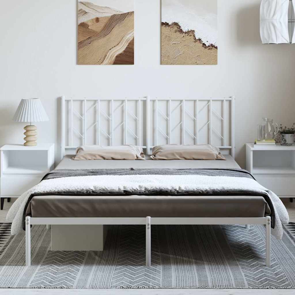 Cadre de lit métal sans matelas et tête de lit blanc 150x200 cm - XIOS