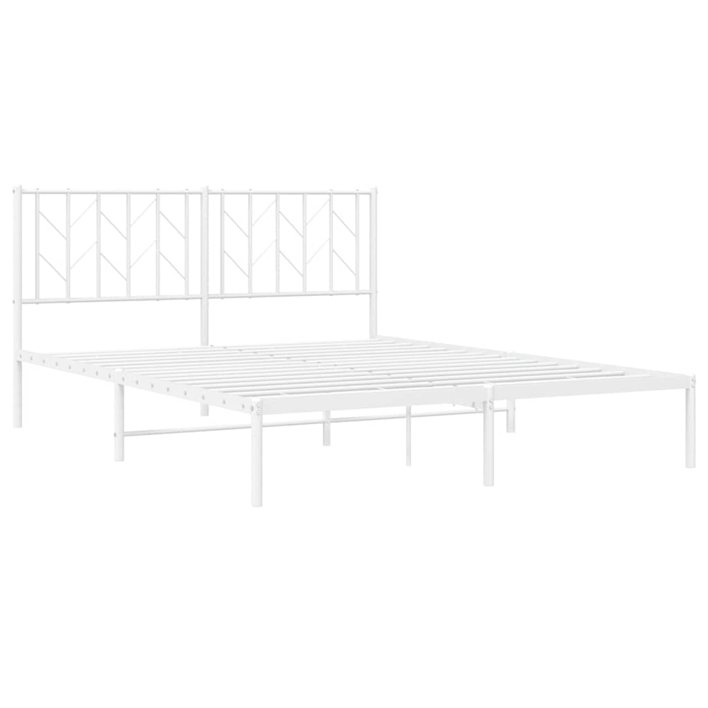 Cadre de lit métal sans matelas et tête de lit blanc 150x200 cm - XIOS