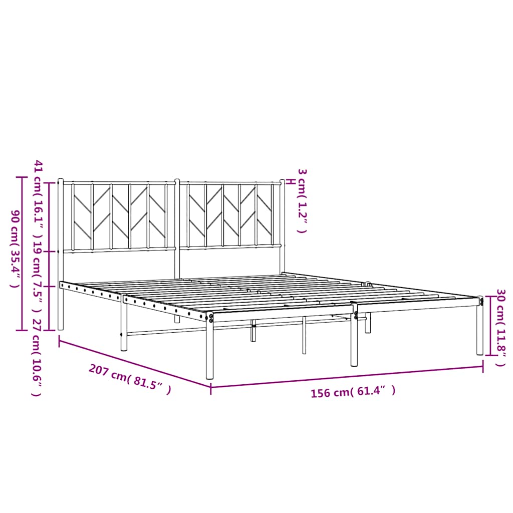 Cadre de lit métal sans matelas et tête de lit blanc 150x200 cm - XIOS